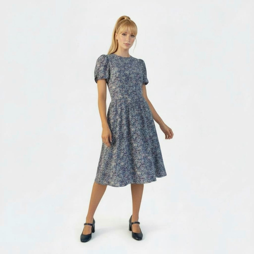 One Main Place by Lorch Vintage Blue Pink Floral Dress -Size 7/8